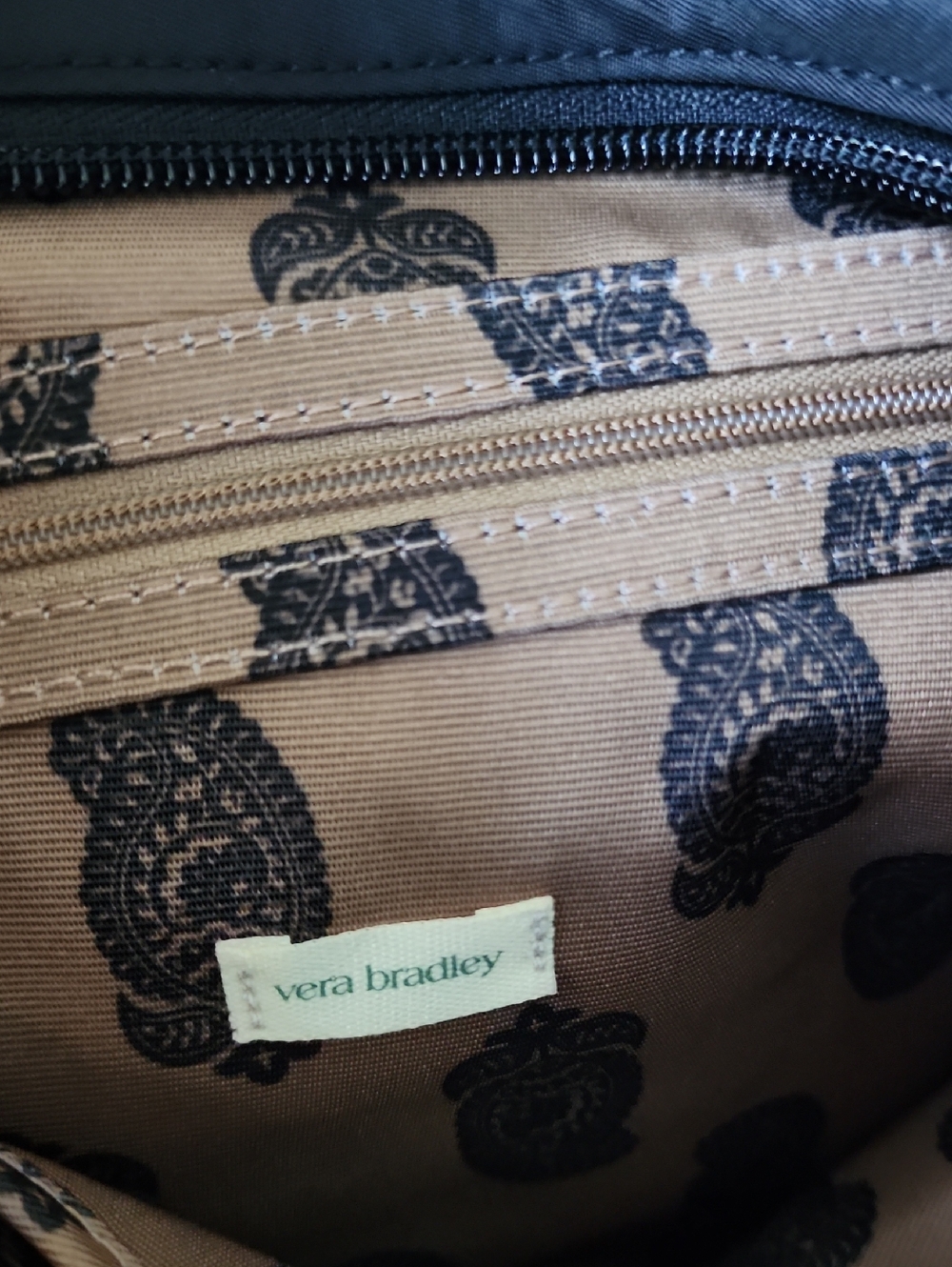 Vera Bradley Black Featherweight Zip Tote Bag - Picture 5 of 15
